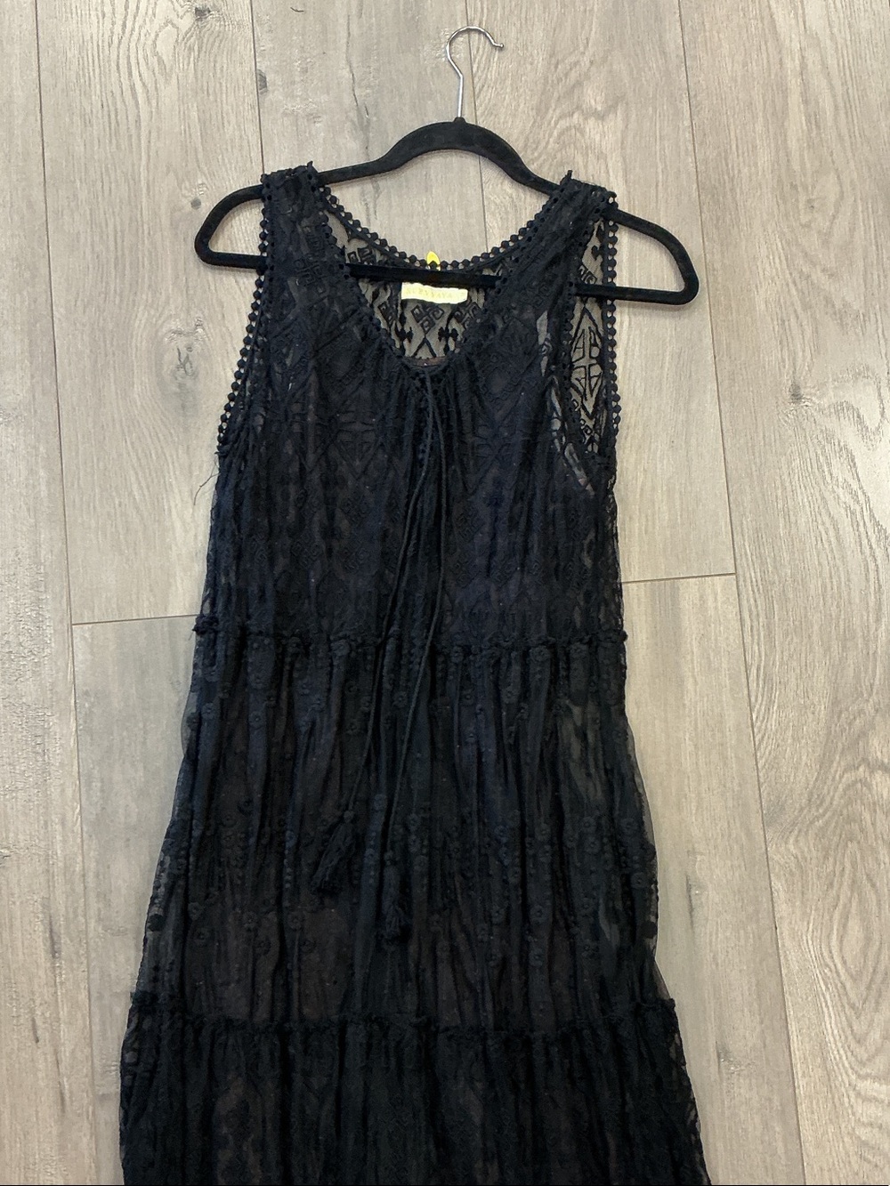Black Lace Maxi Dress - Womens Sleeveless Boho Maxi